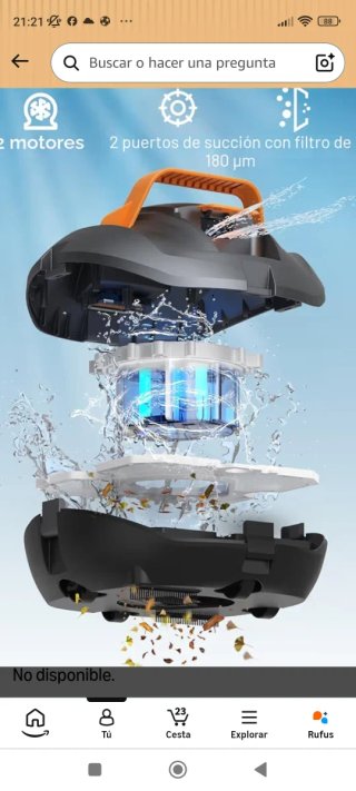 Robot limpiafondos piscina gris y naranja