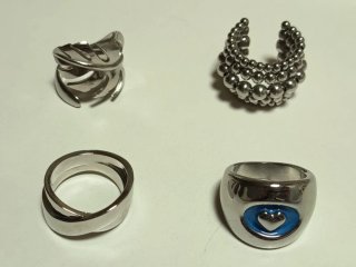 Lote 4 Anillos Acero Inoxidable Plateado