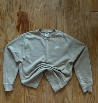 Sudadera Nike Beige Talla M/L Logo Bordado