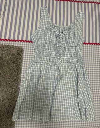 Vestido cuadros azul y blanco talla única