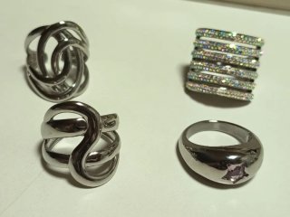 Lote 4 Anillos Acero Inoxidable Plateado