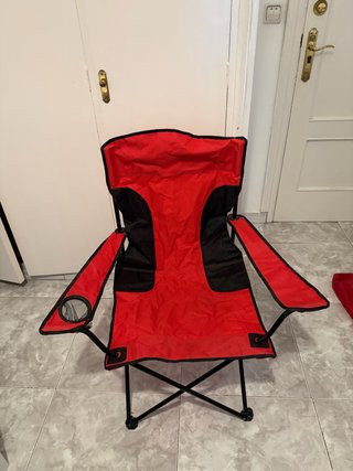 Silla plegable camping roja y negra