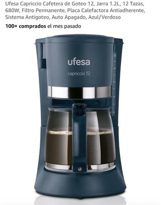 Cafetera Ufesa Capriccio 12 Tazas Azul