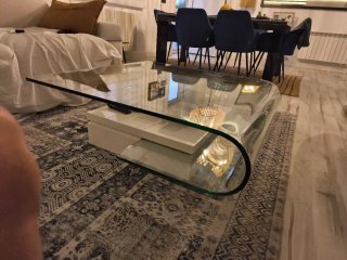 Mesa de centro cristal y madera