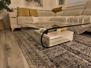 Mesa de centro cristal y madera
