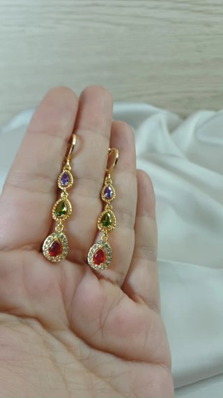 Pendientes Vintage Oro 18k Cristaled y Circonitas