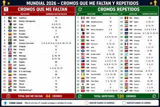 Intercambio Cromos Mundial 2026