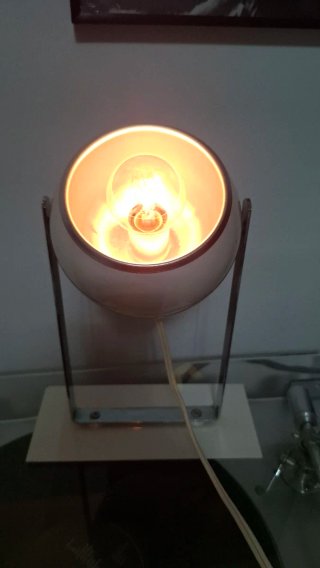 Lampada Space Age Vintage Argento/Bianco