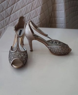 Zapatos de vestir piel dorados/plateados