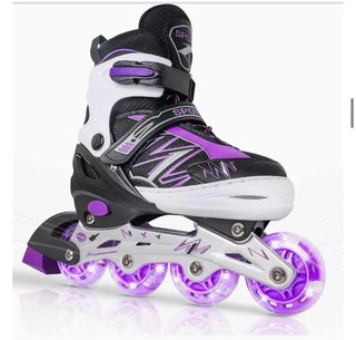 Patines ajustables 36-42 morado con luces en rueda