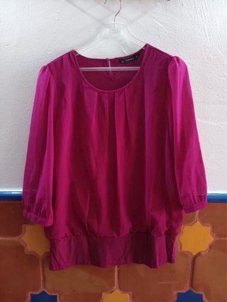 Blusa fiesta rosa manga larga