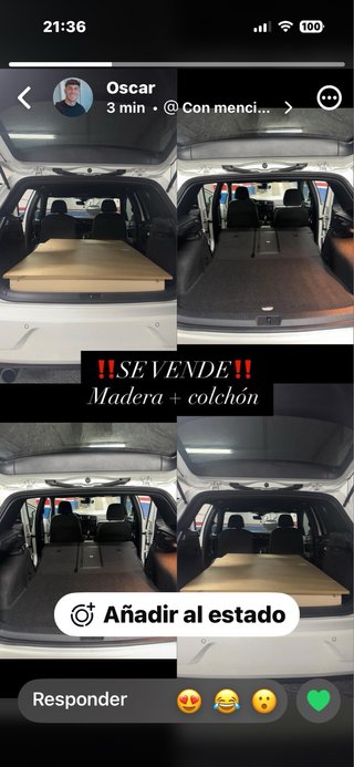 Madera y colchón para coche