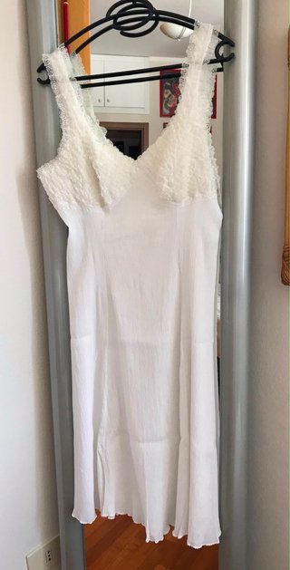 Abito vintage  bianco ricamato con spalline