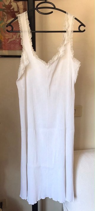 Abito vintage  bianco ricamato con spalline