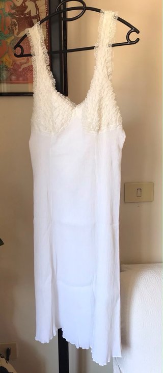 Abito vintage  bianco ricamato con spalline