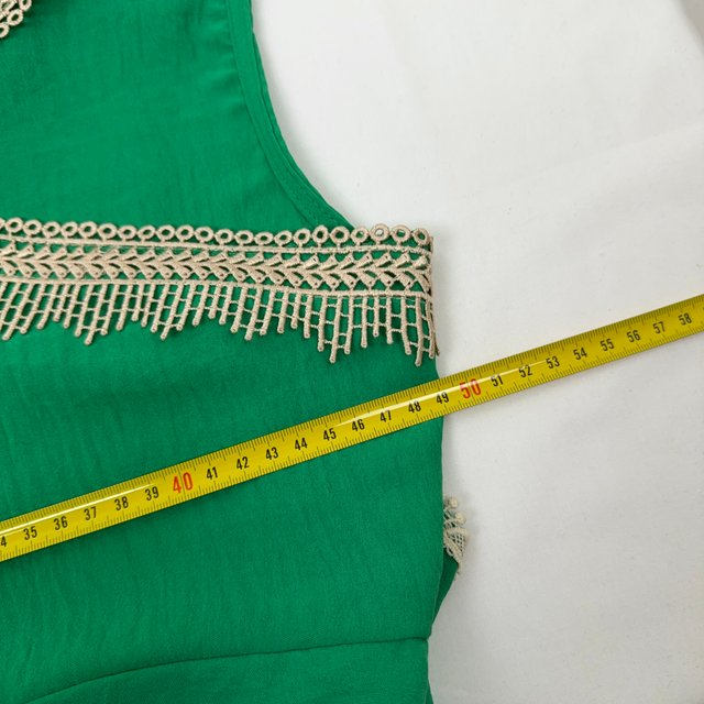 Made In Italy Green Lace Trim Tie Front Top