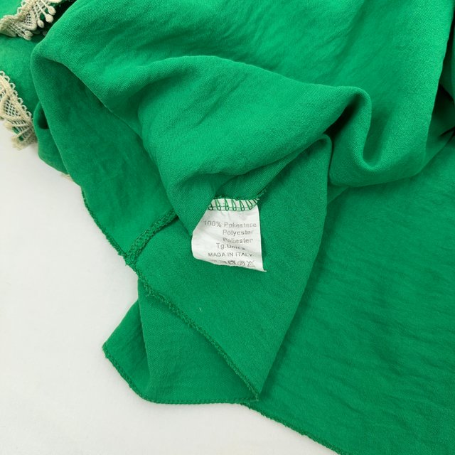 Made In Italy Green Lace Trim Tie Front Top