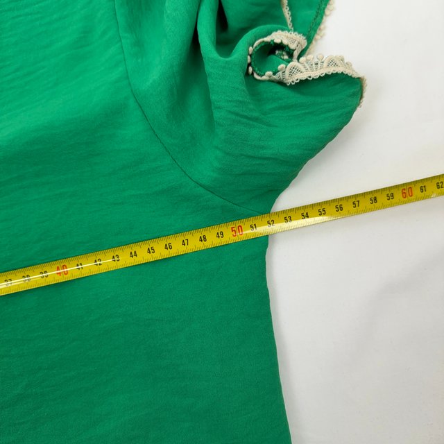 Made In Italy Green Lace Trim Tie Front Top