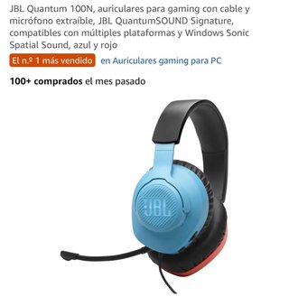 Auriculares Gaming JBL Quantum 100N Azul/Rojo