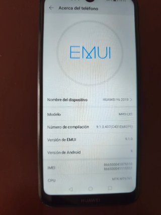 Móvil Huawei Negro. Modelo Y6 2019.