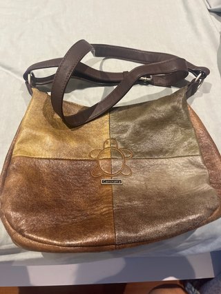 Bolso Caminatta Piel Tortuga Marrón Dorado