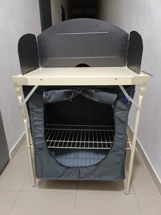 Mesa Cocina Camping Plegable con armario