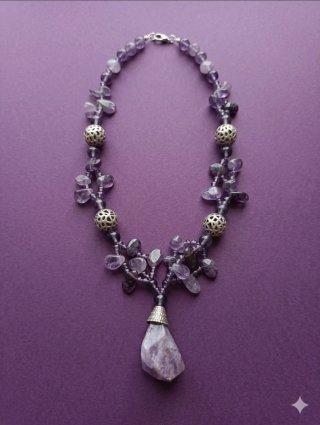 Collar artesanal amatista y plata