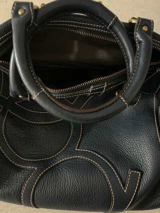 Bolso Purificación García Piel Azul Marino