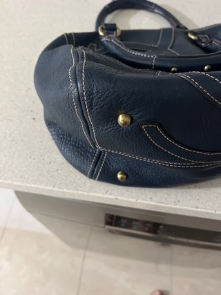 Bolso Purificación García Piel Azul Marino