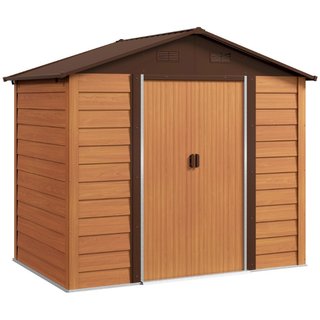 Casetta da Giardino in Acciaio Effetto Legno con D