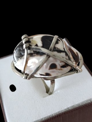 Anillo Plata Artesanal Nácar Estilo Hippie