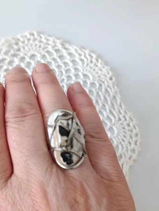 Anillo Plata Artesanal Nácar Estilo Hippie