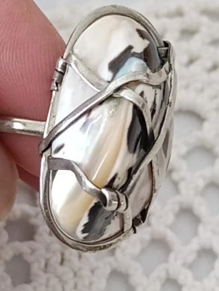 Anillo Plata Artesanal Nácar Estilo Hippie