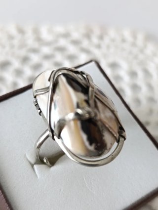 Anillo Plata Artesanal Nácar Estilo Hippie