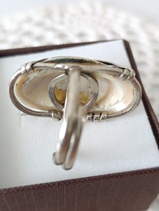 Anillo Plata Artesanal Nácar Estilo Hippie