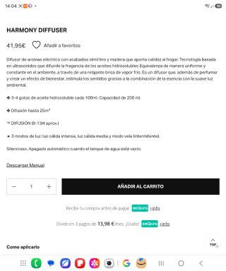 Difusor y lámpara Harmony Equivalenza