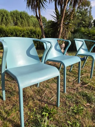 Silla Ezpeleta Fado exterior azul aquamarine.