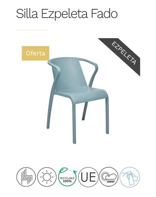 Silla Ezpeleta Fado exterior azul aquamarine.