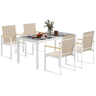 Set da Giardino con Tavolo da Pranzo in Vetro Rett