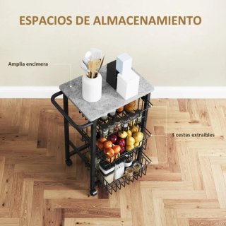 Carrito Auxiliar Cocina con Ruedas