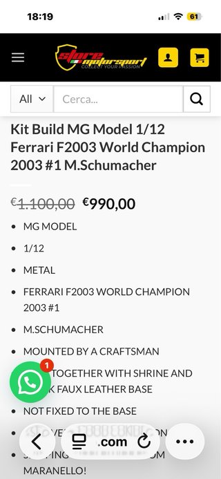 Maqueta Ferrari F2003-GA 1/12 MgModel Plus