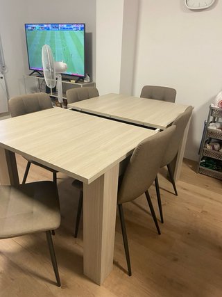 Mesa extensible 140/90 con 6 sillas