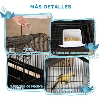 Jaula Pájaros Acero Bandeja Extraíble Comederos