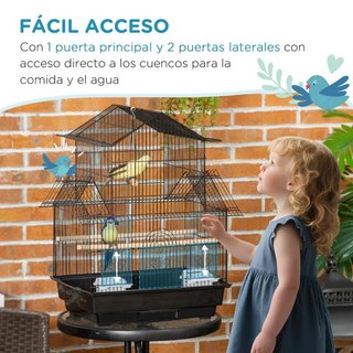 Jaula Pájaros Acero Bandeja Extraíble Comederos