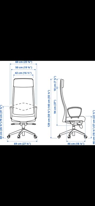 Silla de oficina ergonómica IKEA negra