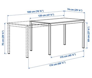 Mesa extensible blanca 120cm (180cm extendida)