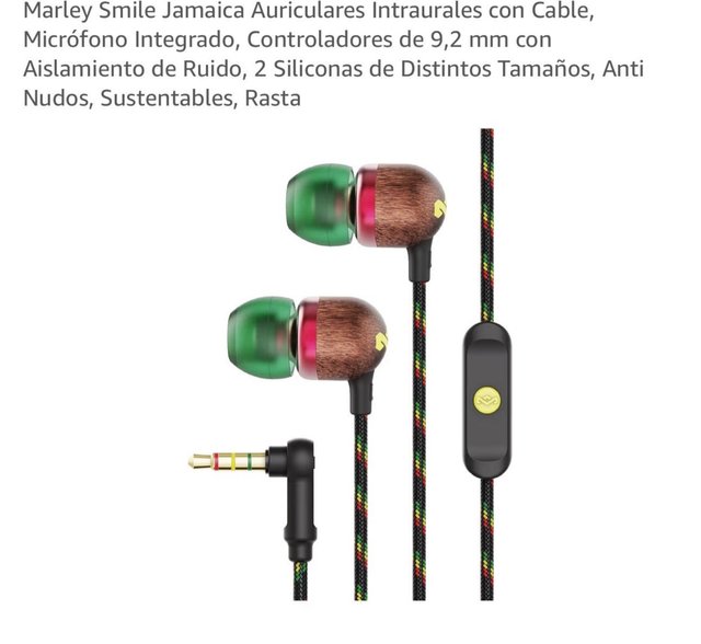 Auriculares Marley Smile Jamaica Rasta