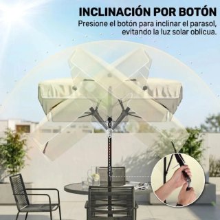 Sombrilla de playa beige y negra