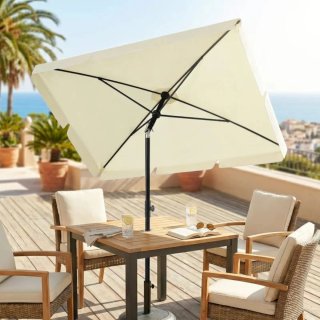 Sombrilla de playa beige y negra