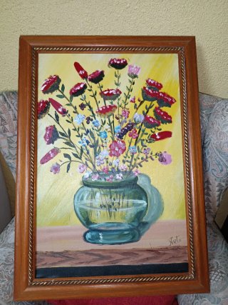 Cuadro de flores en jarrón